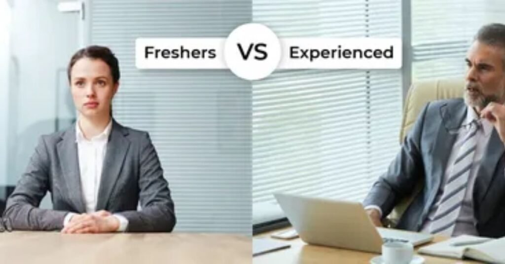Freshers vs experienced comparison showing skills, salary and career differences